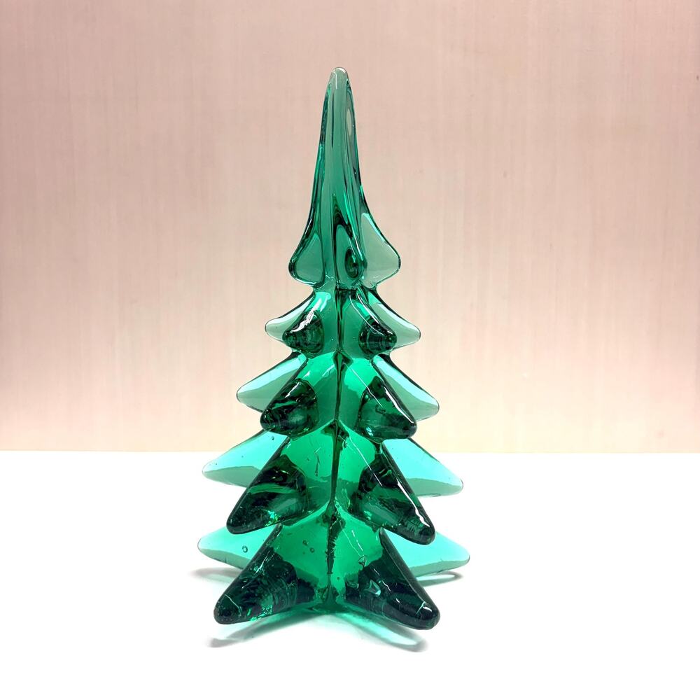 Vintage Art Glass Heavy Green Glass Christmas Tree